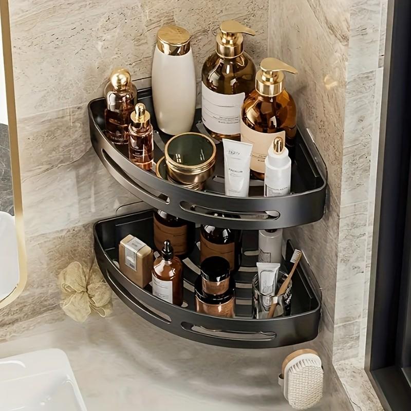 Wall-Mounted No-Drill Triangle Storage Rack, Toilet and Sink Organizer Solution, Durable Design for Daily Use