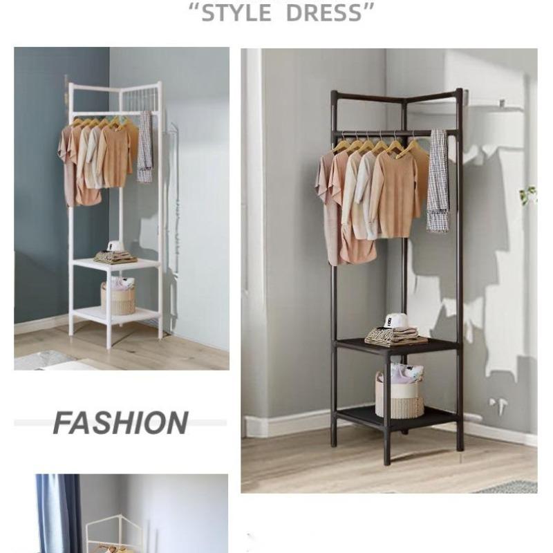 Multi-Layer Clothes Rack with Hooks, Easy Assembly, Corner Design, Ideal for Home Use, Bedroom Storage, Hanging Clothing, Bags, Shoes, Organiser