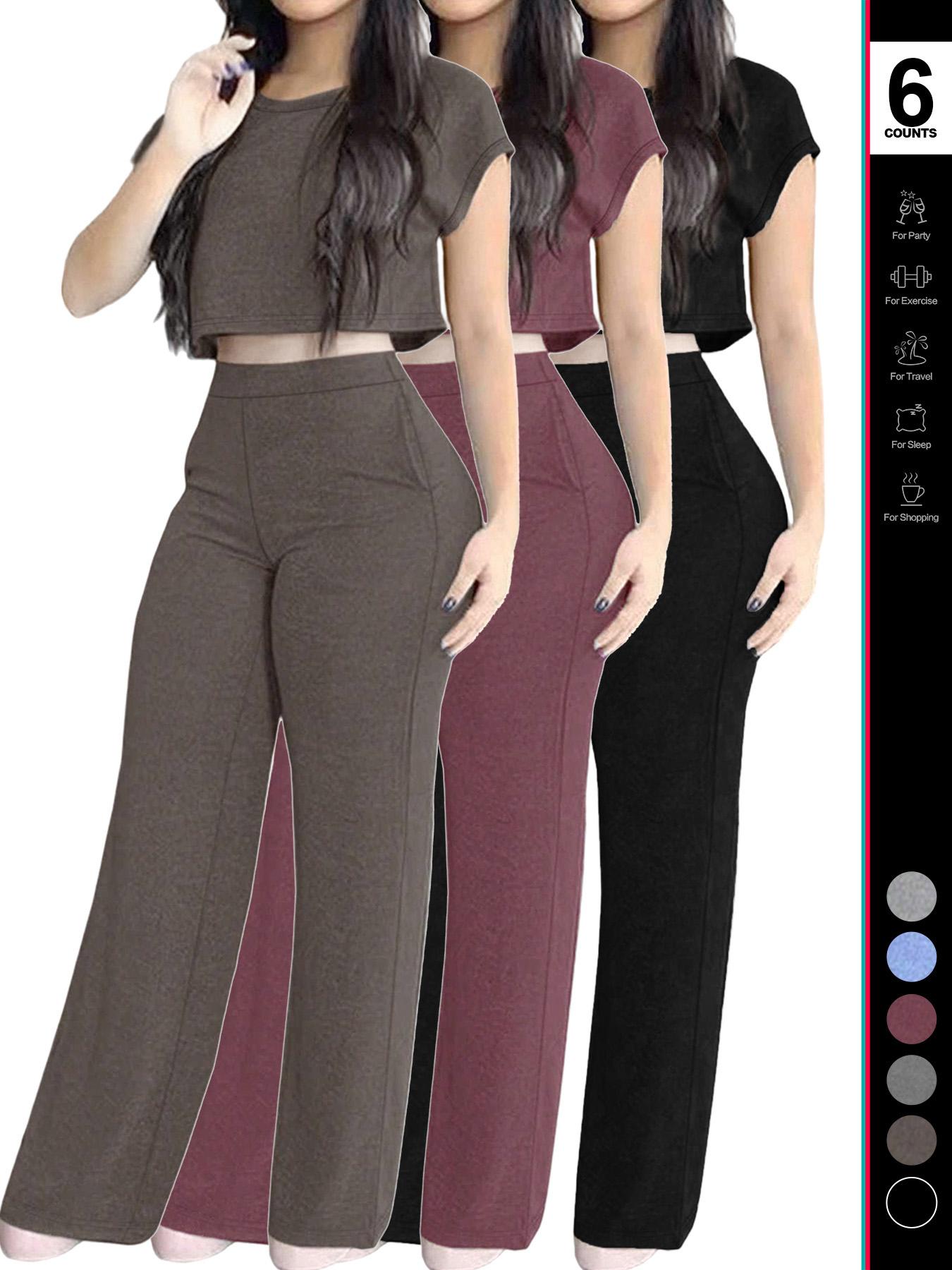 Women's Casual Elegant Solid Color Set, 2-Piece Daily Wear Clothes with Pockets, Comfortable & Stylish Design