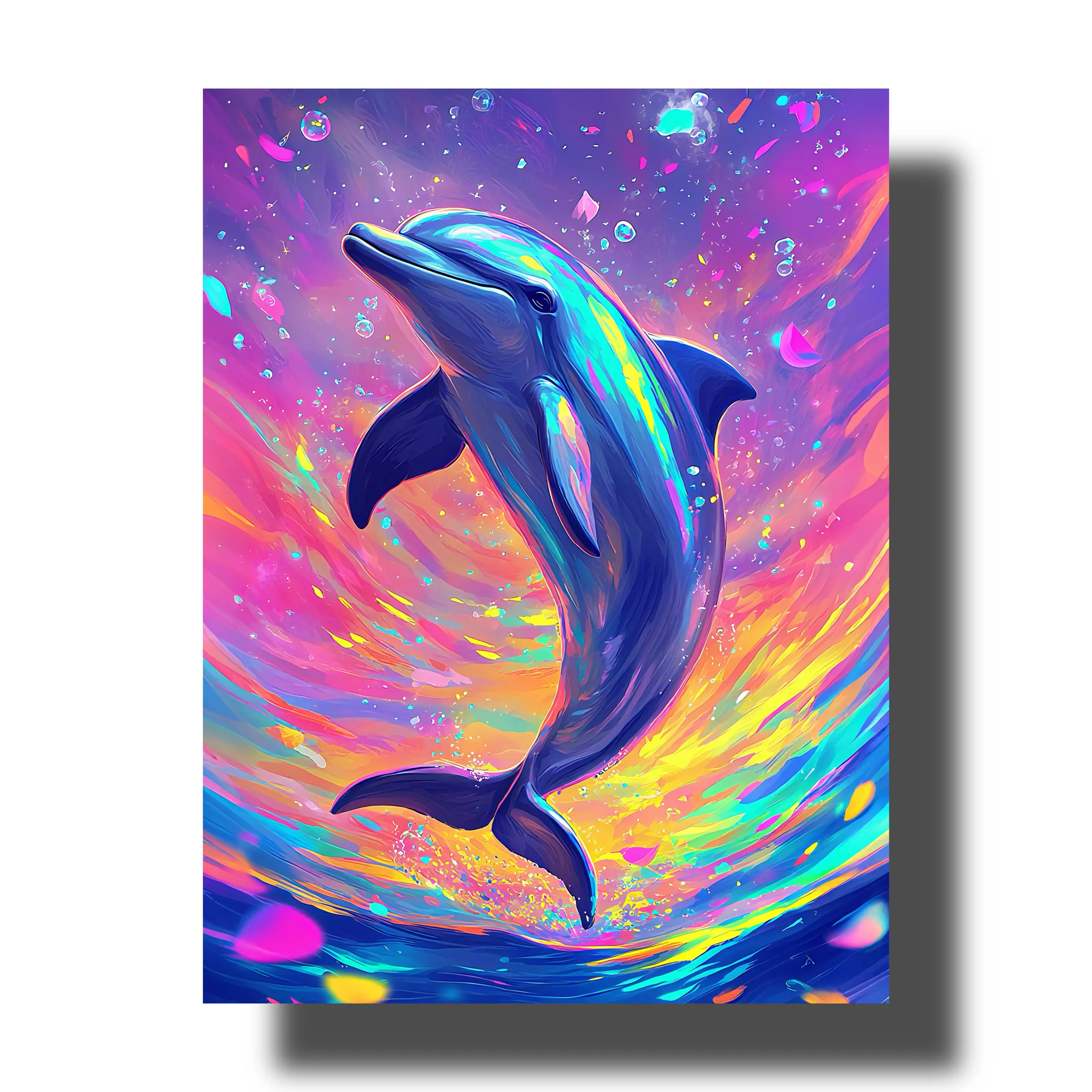 Colorful Dolphin Paint by Numbers Kit - Modern Ocean Theme Art, Beginner-Friendly DIY Painting Supply for Adults with Number Guide, Vibrant Sea Life Home Wall Decor