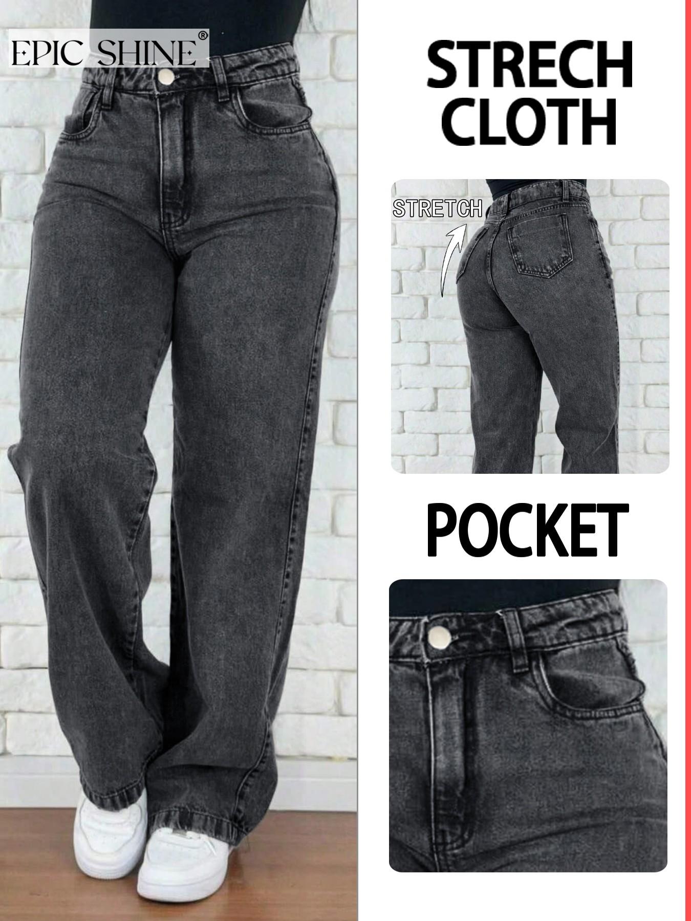 Ezwear Women's High Waist Wide Leg Jeans, Casual Comfortable Fit, Perfect for Daily Wear, Fashion Trendy Ladies' Clothing