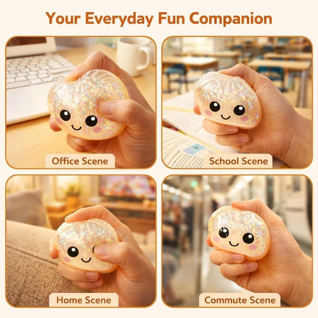 Stress Relief Toy Colorful Dumpling Decompression Ball, Sensory Stress Relief Toy, Squeezeable Doughball, Hand Pressure Reliever, Stress Relief Gadgets