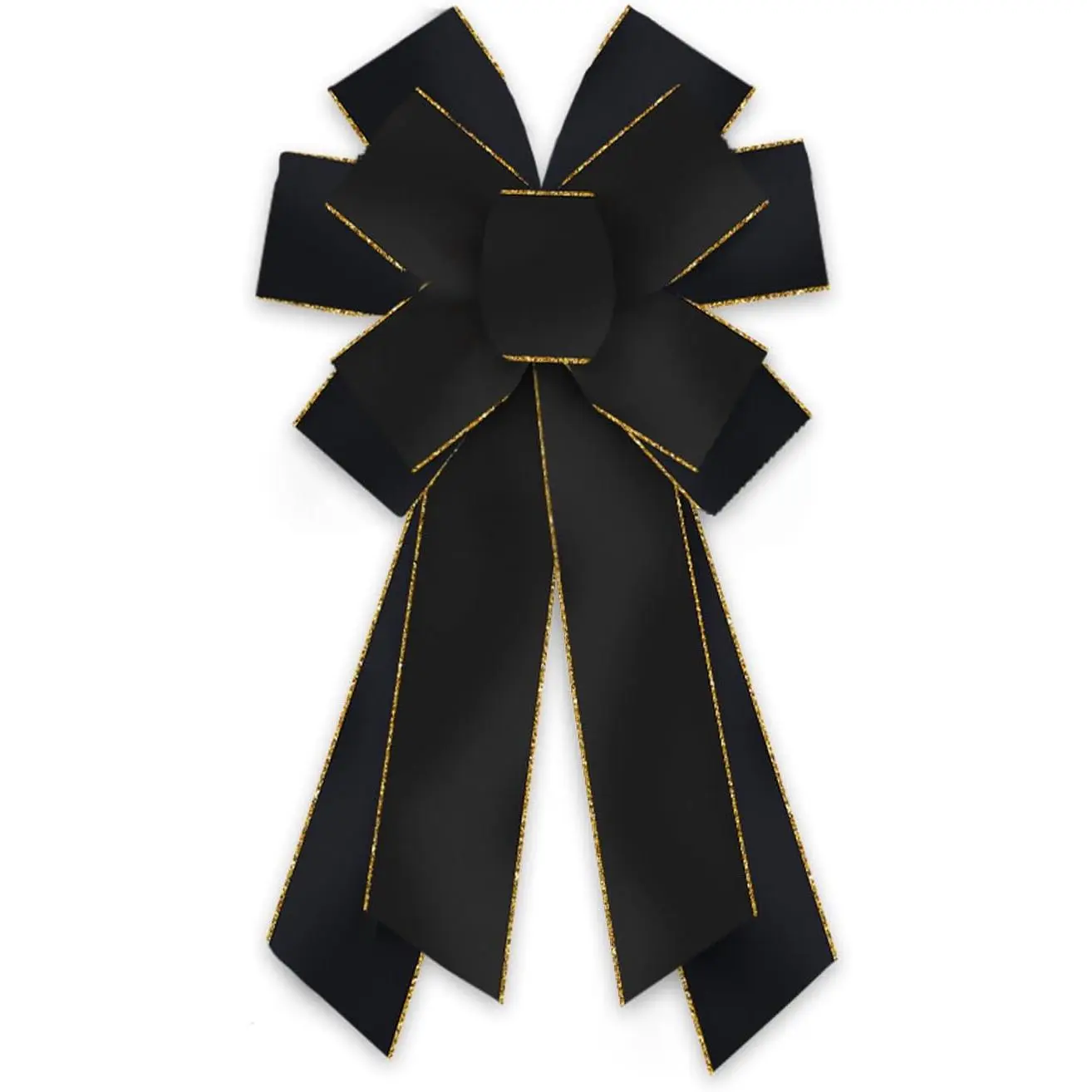 Luxury Black  Halloween Wreath Bow -  Wired Christmas Decor for Front Doors, Holiday Trees &  Indoor Outdoor Decorations, 11.42x20.87 Inch