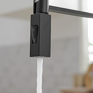 BESy Morden Square Matte Black Kitchen Faucet, Single Handle 2 Function Pull Down, Commercial Solid Brass Spring Rv Square Kitchen Sink Faucet with Pull Down Sprayer Laundry Faucet
