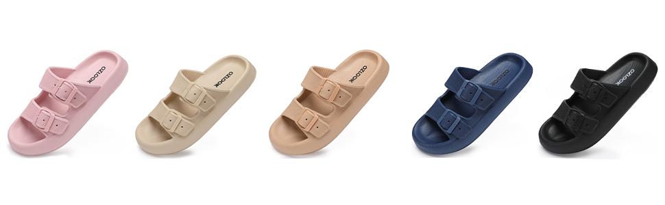 Cloud Sandals For Womens And Mens Double Buckle Adjustable Slides Hick Sole Slippers Shower Cushion Anti-Slip Fathersdaygift Footwear