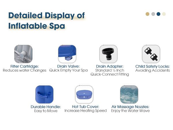 RELXTIME 2 Person Oval Inflatable Hot Tub Set Outdoor Spa with 100 Massage Jets 75 x 47 inch (Energy-Saving) FathersDayGift