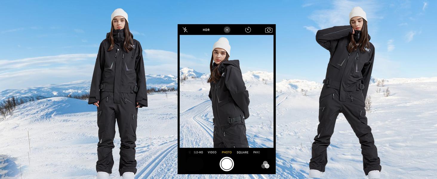 YEEFINE Women and Men's Ski Suits One Piece Jumpsuit Winter Outdoor Waterproof Warm Snowsuits