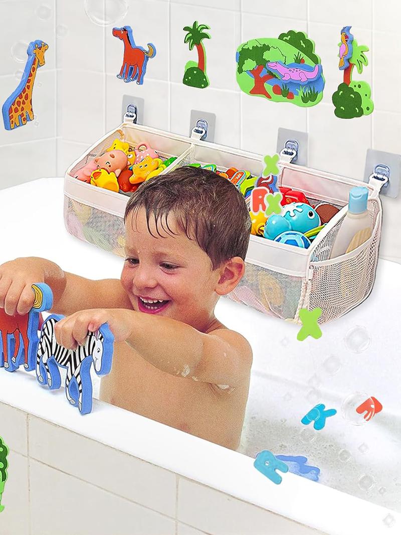 Mesh Bath Toy Storage Bag, Large Capacity Bath Toy Holder, Durable Bathroom Storage Bag, Easy To Hang and Dry, Suitable for Children's Toys and Bathroom Accessories