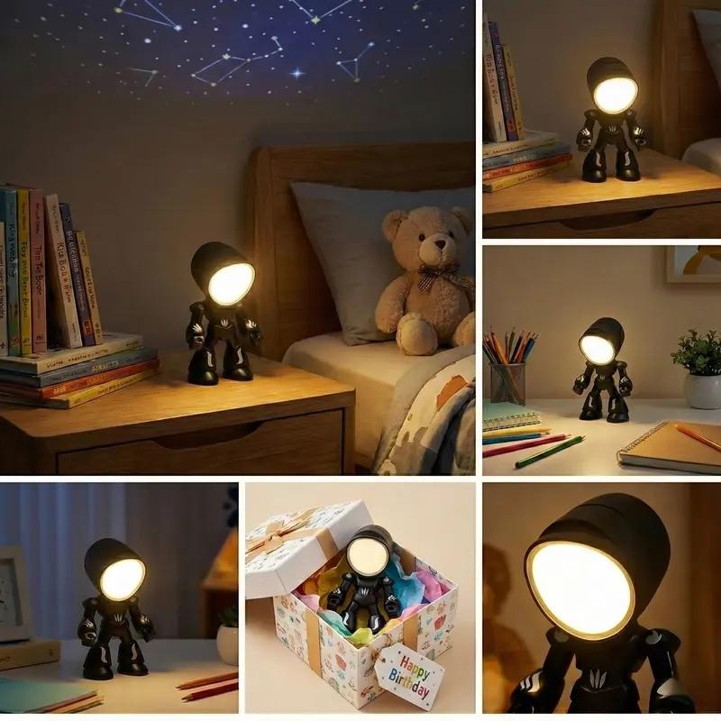Mini Robot Led Light LED Mini Robot Night Light with Magnetic Base, Light Decor, Cute ...