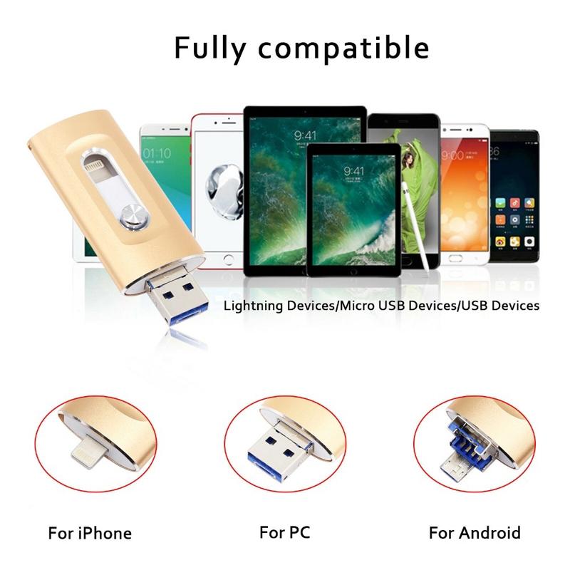 3-in-1 Flash Drive, High-Speed USB 3.0 OTG Pen Drive with Type-C Adapter for Android Phones, PC and More Devices