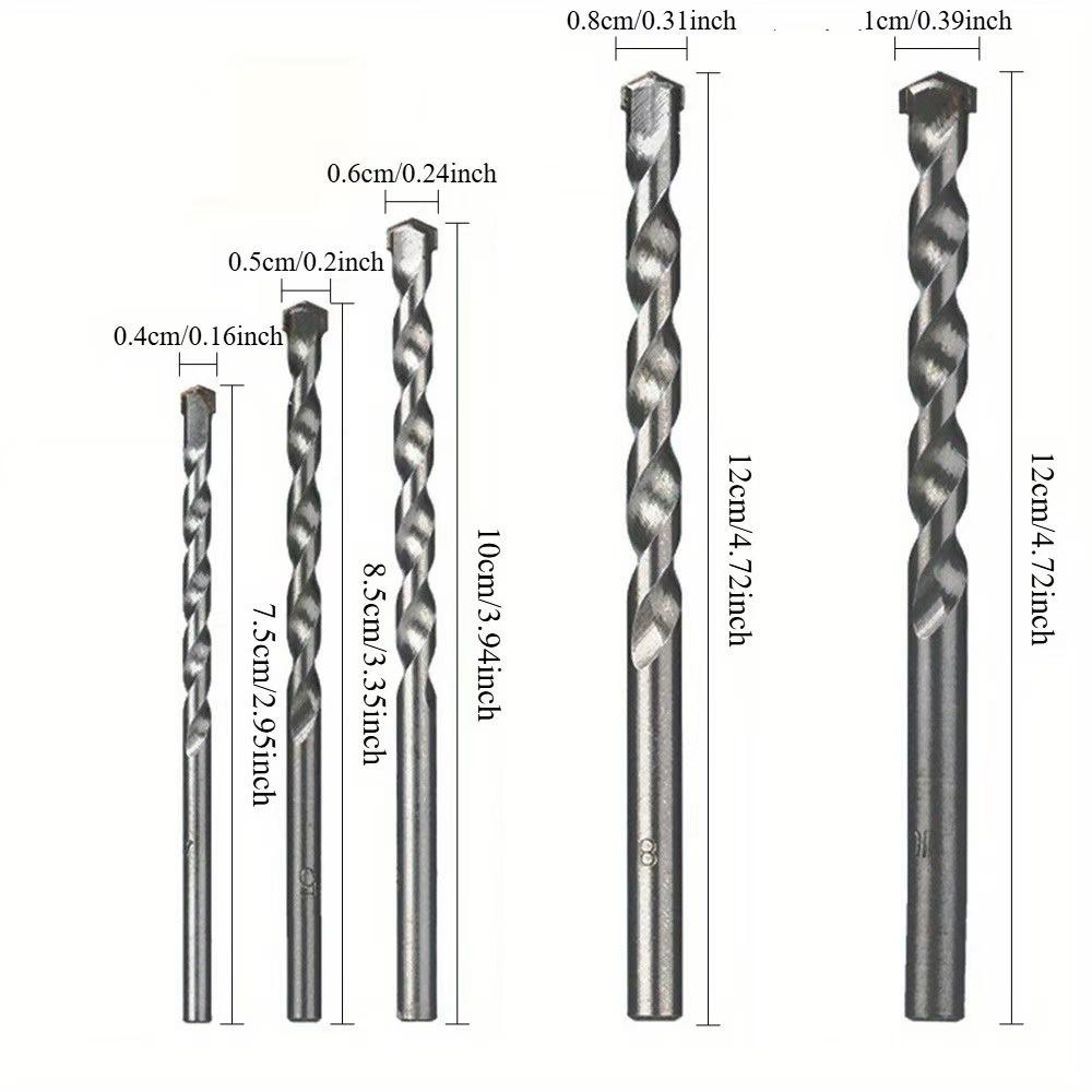 10pcs High Strength Building Spiral Drill Bit Set, Suitable for Concrete, Walls, Tiles, Bricks, Cement, Marble, Granite, Stone