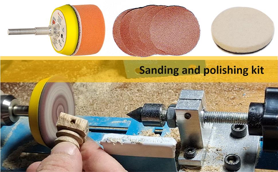Wood Lathe Mini Lathe Machine Multi-Purpose Type Lathe Milling Cutting Grinding Polishing Table Top Lathe Tool Kit