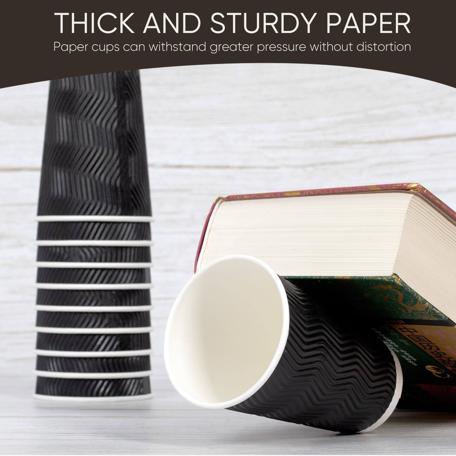 Daily life 16oz Coffee Cups with Lids, 100 Pack Insulated Ripple Paper Cups, Disposable Coffee Cups for Water, Juice, Coffee Home Black，FathersDayGift
