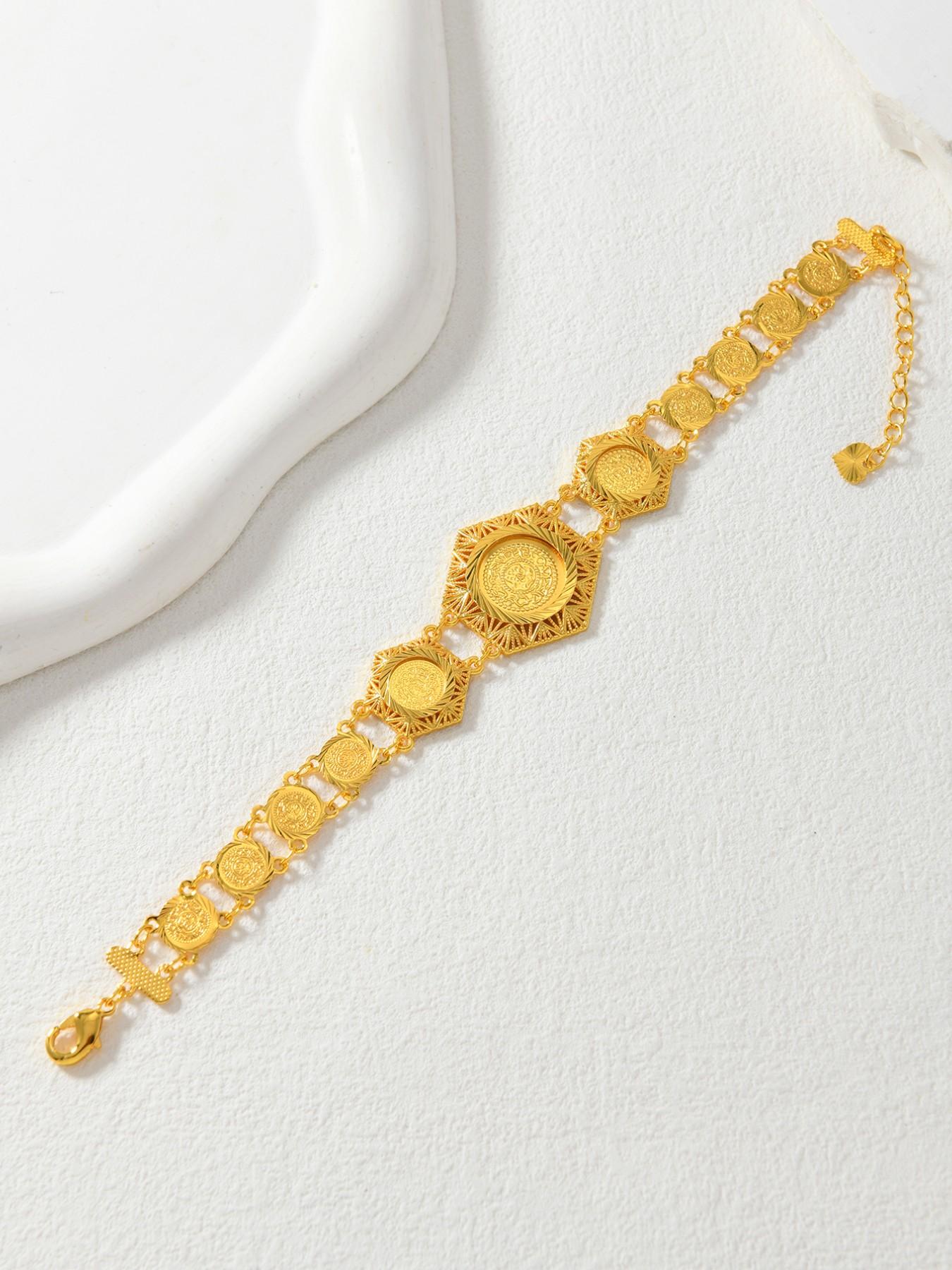 24k Copper Bracelet, Multilayer Hollow Out Design, Vintage Ethnic Style, Women's Jewelry for Ramadan Banquet Accessories