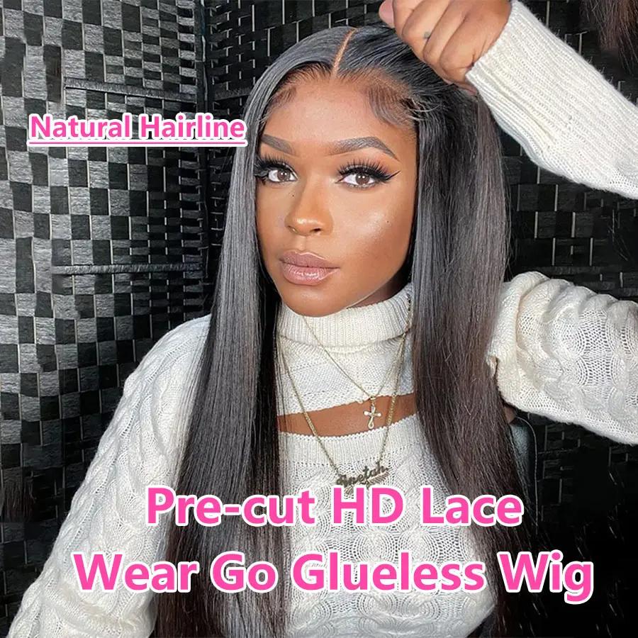 Bling Hair Glueless Wear and Go Bone Straight Lace Front Wigs 4x4 5x5 Pre-Cut Lace Wig Human Hair Ready To Wear Lace Closure Wig For Women