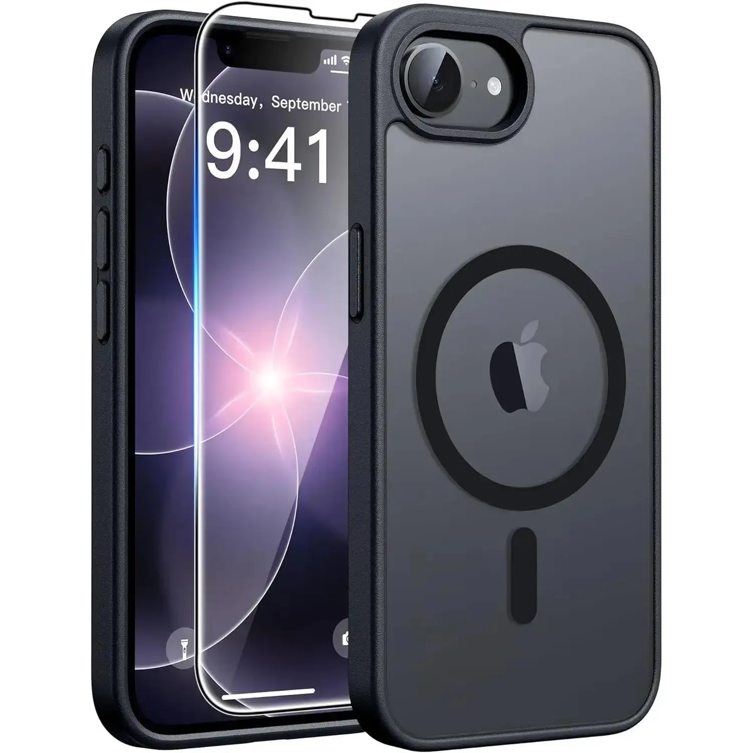 For iPhone 17 16 15 14 13 12 11 ProMax Plus Case Compatible with MagSafe, Translucent Matte Shockproof Phone Cover with Screen Protector, Military Grade Drop Protection Slim Protective Case for Durable Scratch Resistant Everyday Use