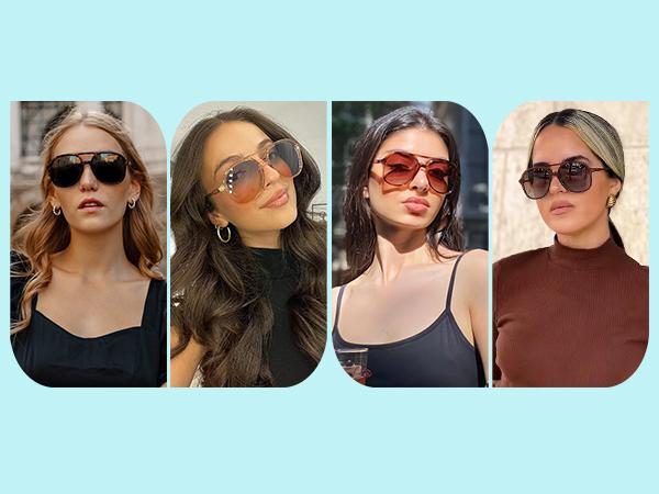 SOJOS Retro Polarized Aviator Sunglasses for Women Men Classic 70s Vintage Trendy Square Aviators