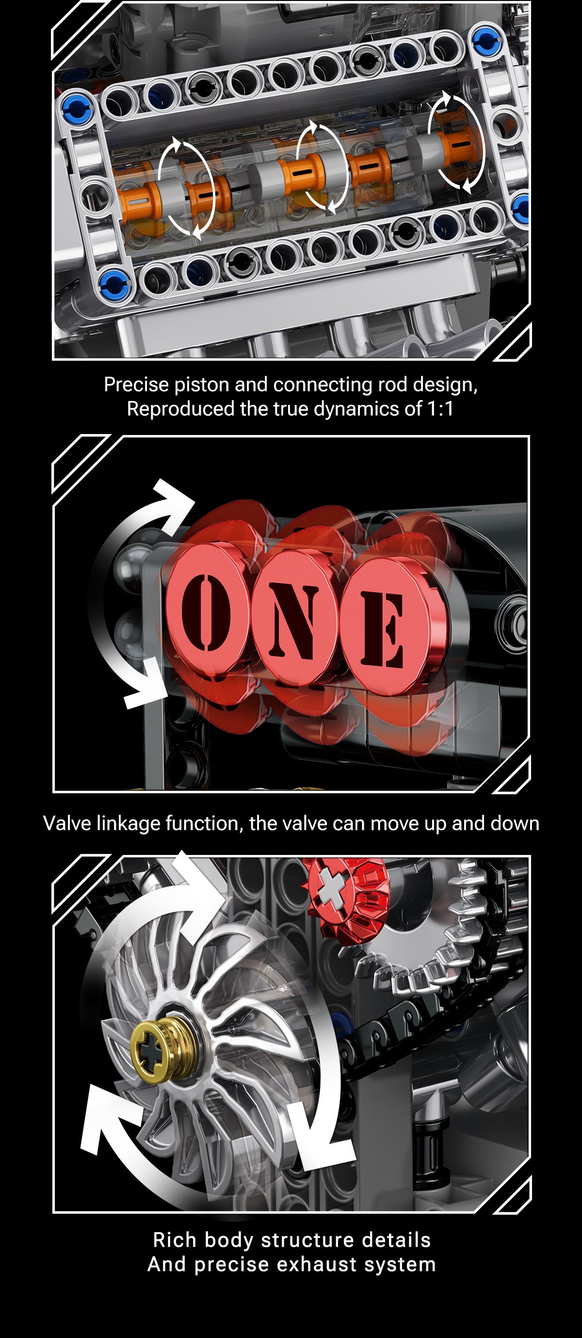 Super Car V8 Engine Building Block Set, Detailed Simulation Car Engine Model Display Piece, Multi-Link Realistic Design, Durable Abs Material, Model Car Kit