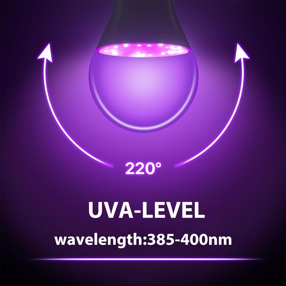 1/2 Pack Kasotile LED Black Light Bulbs, Halloween 12W A19 Blacklight, 100 Watt Equivalent, UVA Level 385-400nm Wavelength, Glow in The Dark for Body Art Paint, Fluorescent Poster, Neon Glow Party