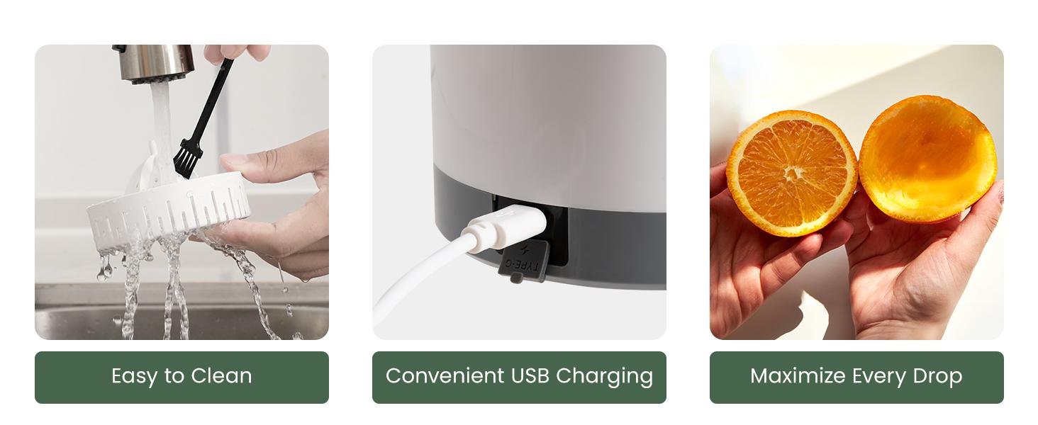 Sunvivi Dual Head Electric Citrus Juicer, Plug-in Model Juicer Machine with Power Cord & Cleaning Brush, Portable Lemon Squeezer for Fresh Orange, Lemon, Lime, Kiwi, Grapefruit, Easy to Clean & Use