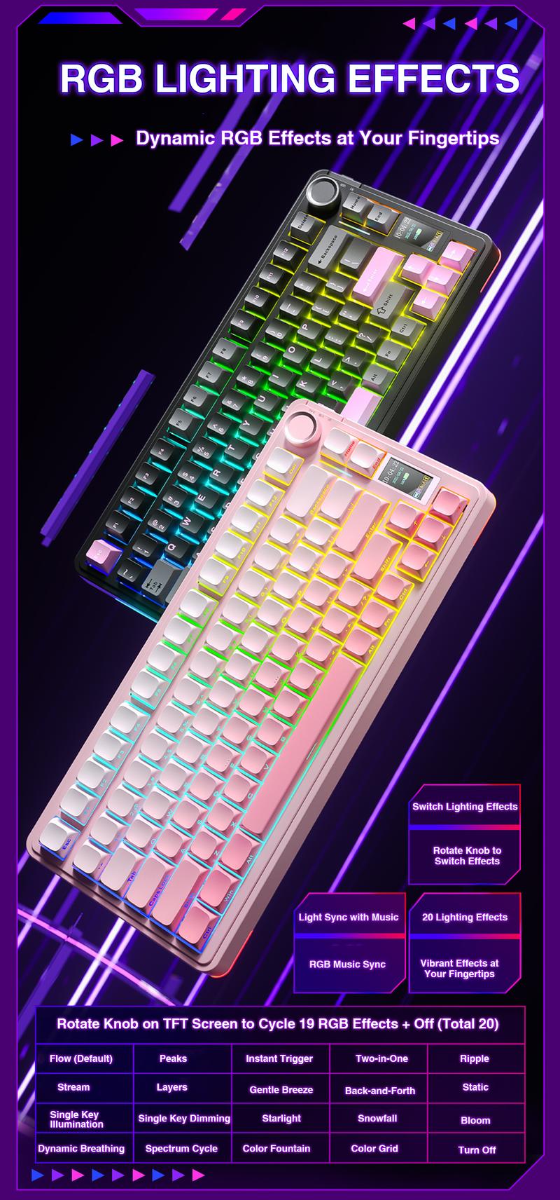 [New]AULA S75 PRO Wireless Mechanical Keyboard with Screen&Knob(Black Pink), Tri-Mode 2.4G USB-C Bluetooth PBT Keycaps Creamy Sounding 75% Hot Swappable Gaming Keyboard with Pre-lubed Switches, RGB Backlit, PC Gaming Keyboards TikTokshopBacktoschool