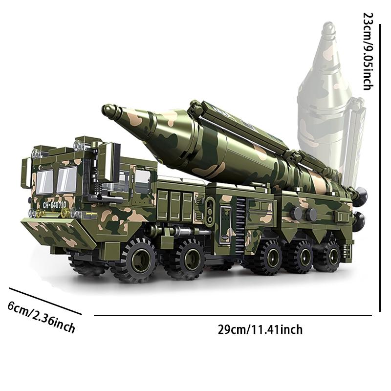 432pcs Dongfeng-21 Missile Armored Vehicle Model Kit, Military Building Blocks Toy, Educational Assembly Set for Boys, Perfect Gift for Halloween & Christmas