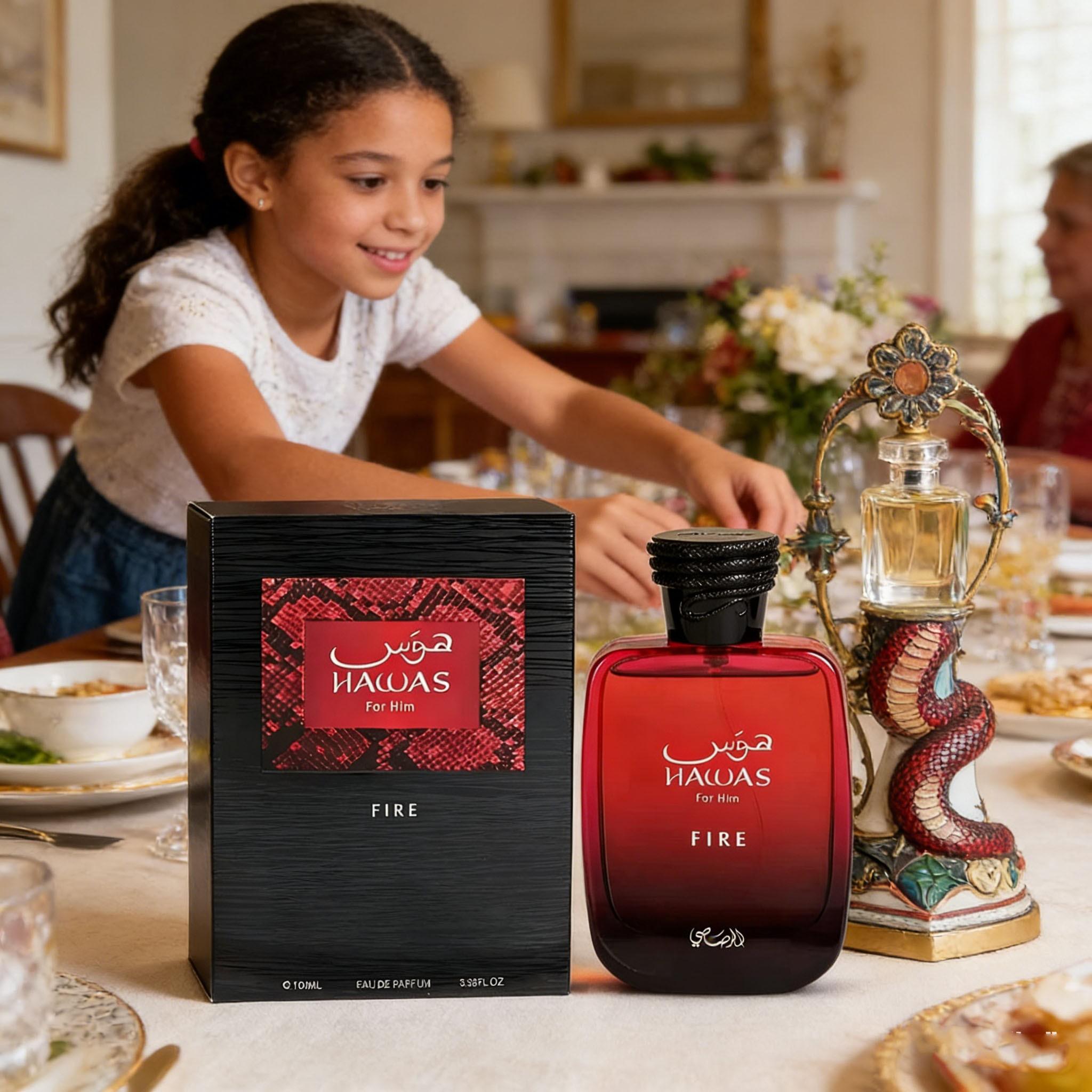 Harvey Rasasi Hawas Fire Eau De Parfum Unisex Perfume, 100ML Fragrance for Men and Women, Long-Lasting Scent, Ideal Gift Choice