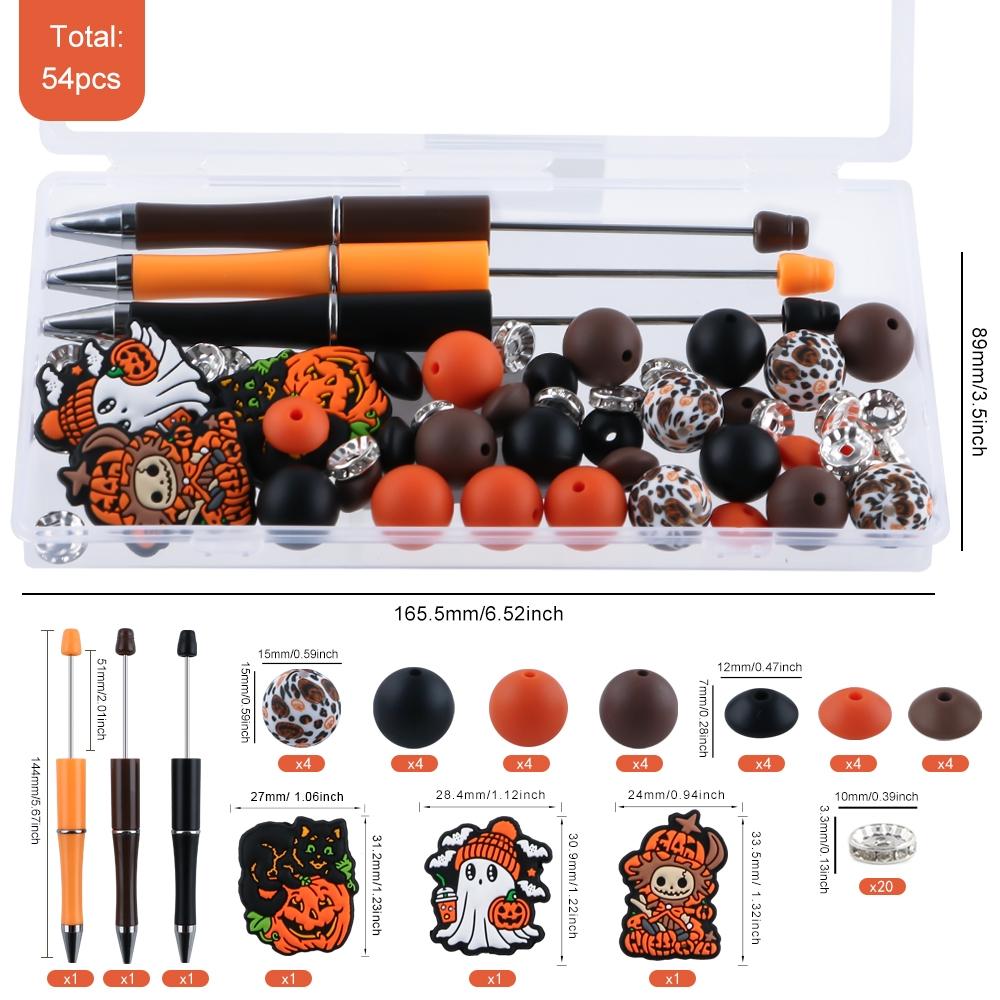 Animal Silicone Focal Beads Set, 54pieces/Box Printed Round and Lentil Beads, DIY Jewelry and Pen-Making Kit