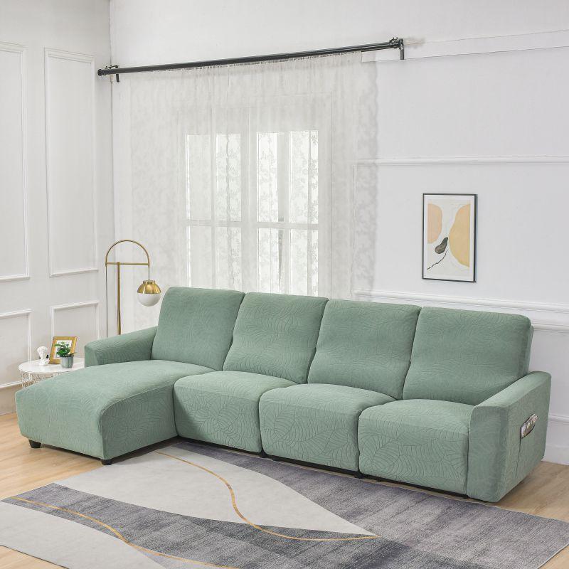 L-Shaped Leaf Pattern Sofa Cover Set, Includes Backrest Seat Armrests, Soft Comfortable Universal Fit, Stylish Bedroom Decor, Stretch Sofa Cover