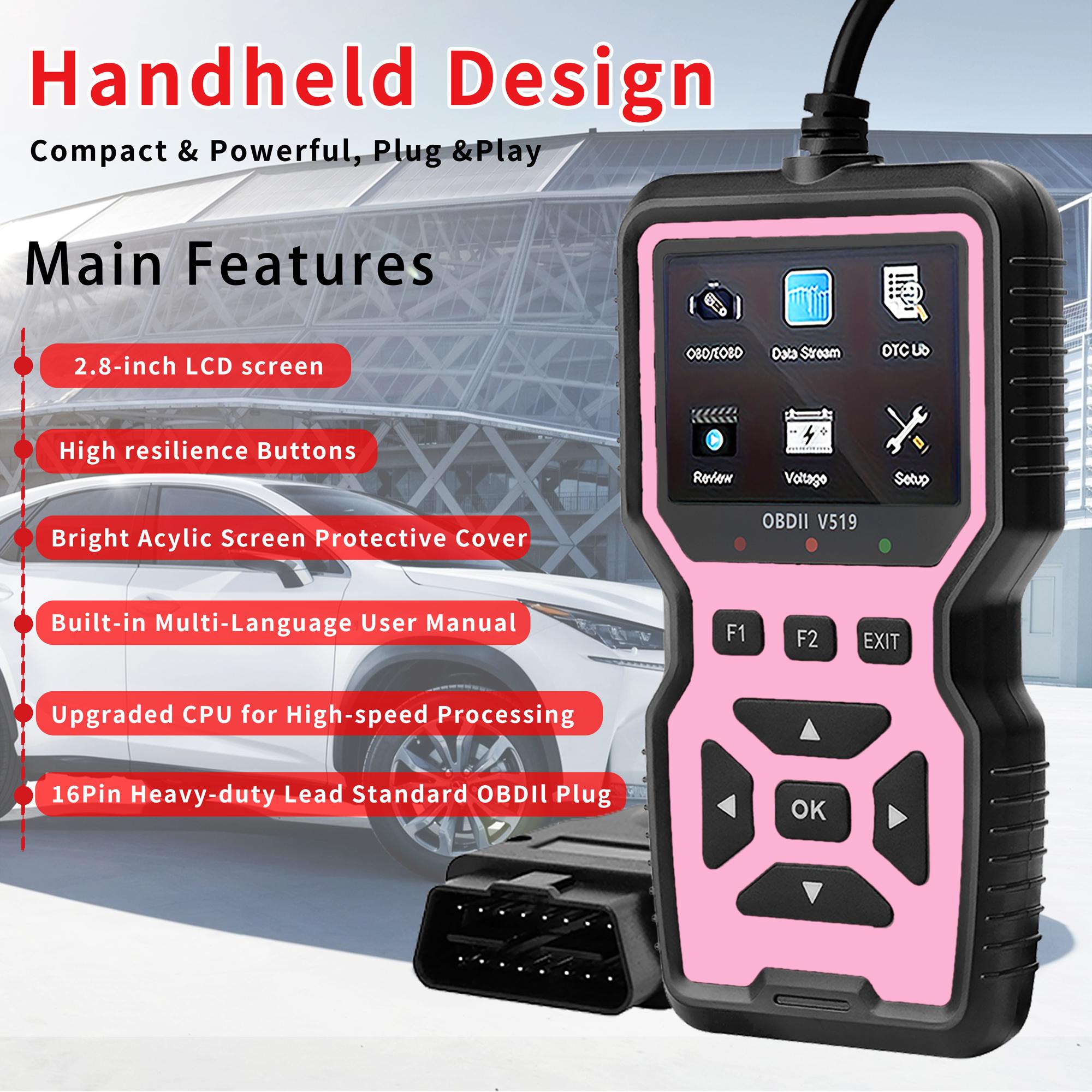 Latest Obd2 Scanner Fault Code Reader & Eraser, Car Engine Diagnostic Tool, Automotive Scan Tool, Real-Time Data Flow, I/m Ready Status, Reset Function