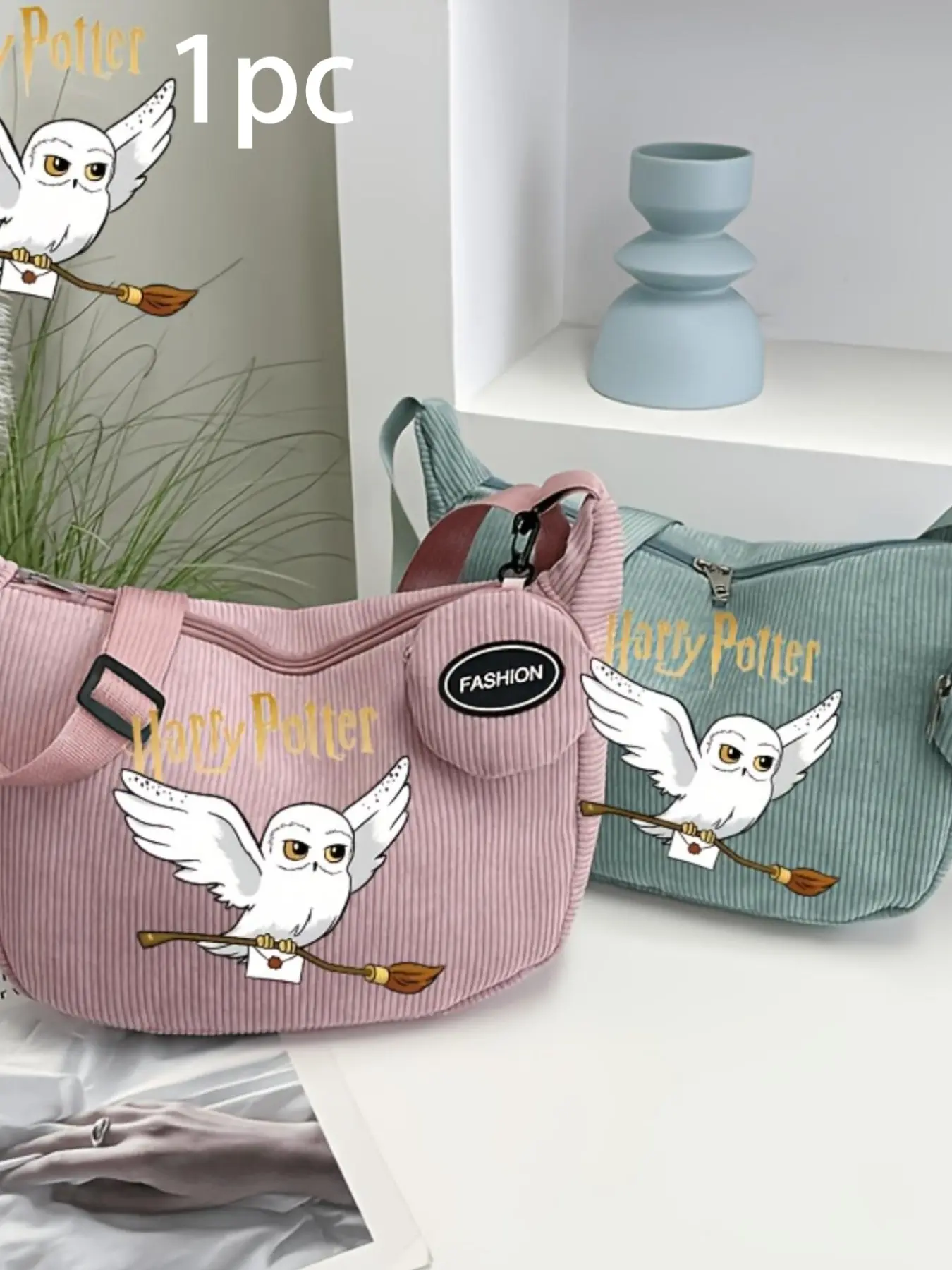 Vintage Velvet Crossbody Bag, Cute Owl Print Shoulder Bag, Portable Zipper Backpack, Perfect for School, Shopping, Travel, Harry Potter Fan Gift