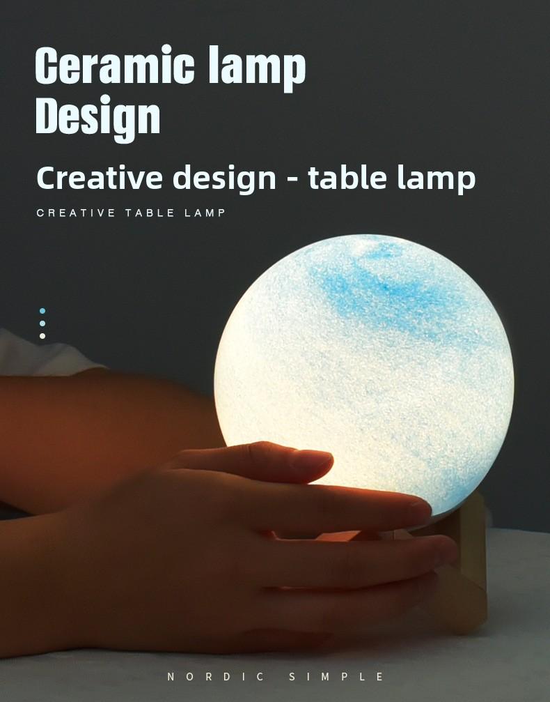 Compact Round Shape Glass Planet Moon Lamp - Cosmic Look Galaxy Theme Star Projection Nightlight, Bedroom Bedside Table Ambient Sleep Decor Lamp, Night Light