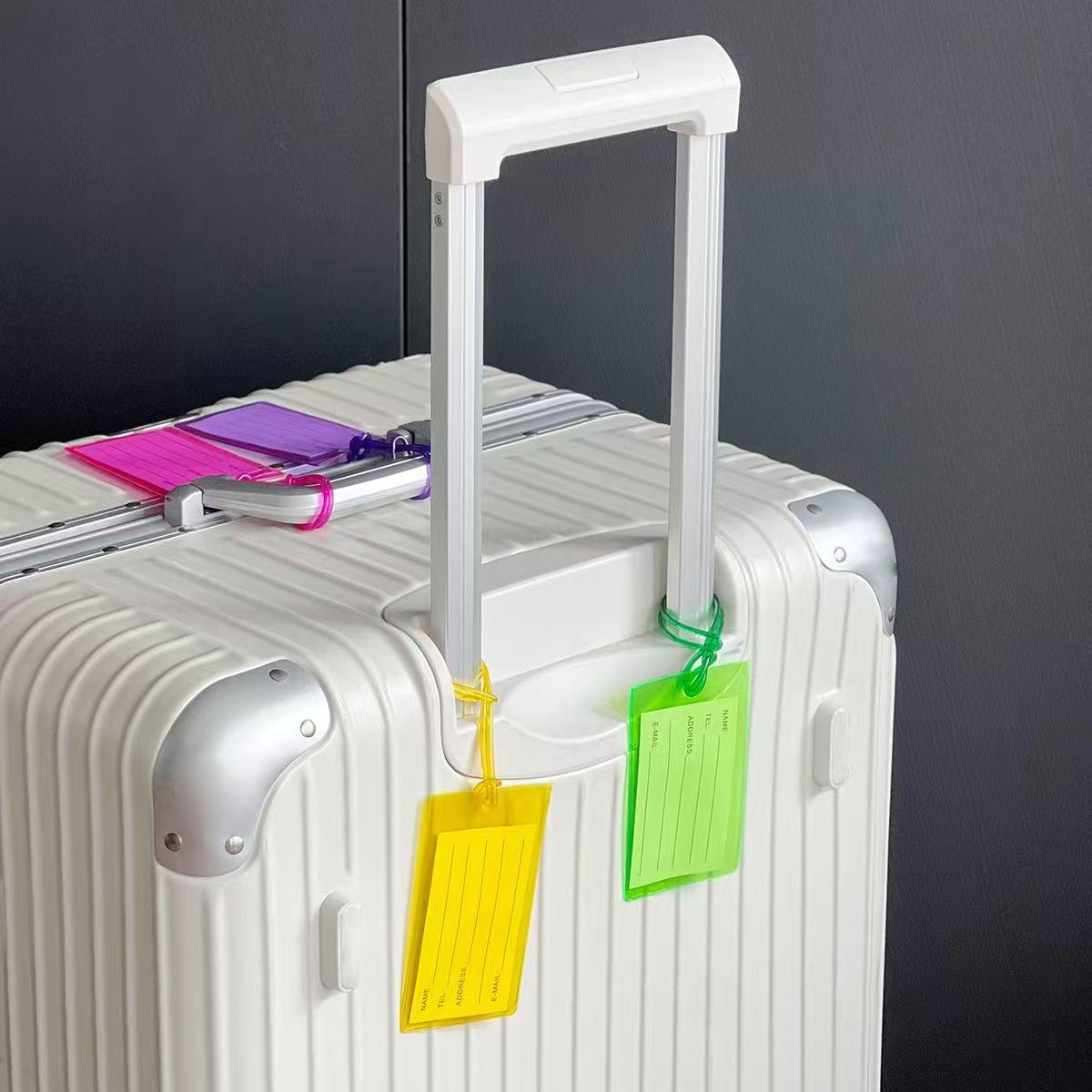 5/10pcs Colorful PVC Luggage Tags, Waterproof Anti-Loss Name Plates, Traveling Essentials, Luggage ID Labels, Shipping Identification