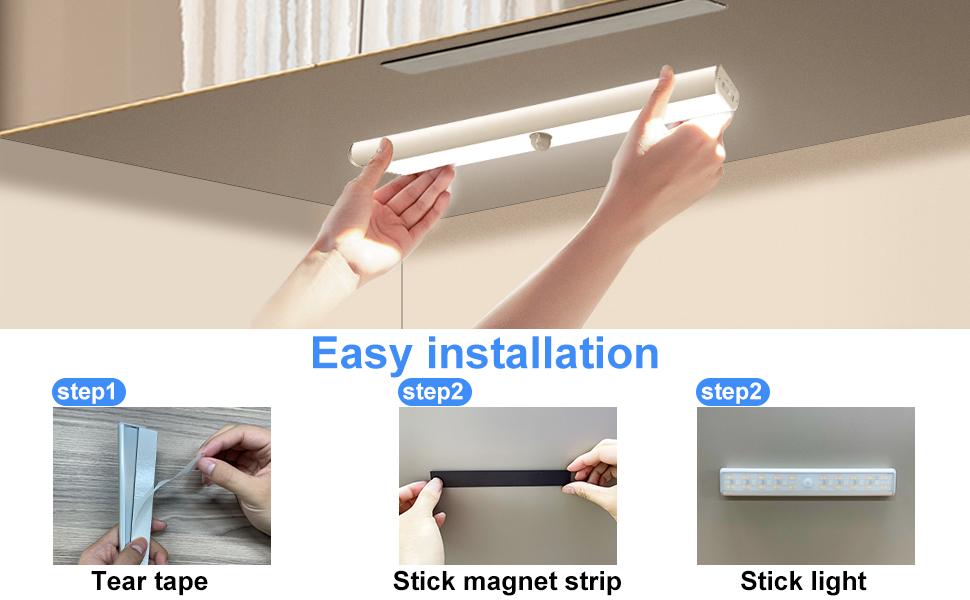 Diomart Under-Cabinet Lighting, Dimmable RGB Stripe 48 LED Stripes with Remote - 15 Color-Changing Nightlight for Home-Shelf, Kitchen, and Pantry. Colorful Backlight