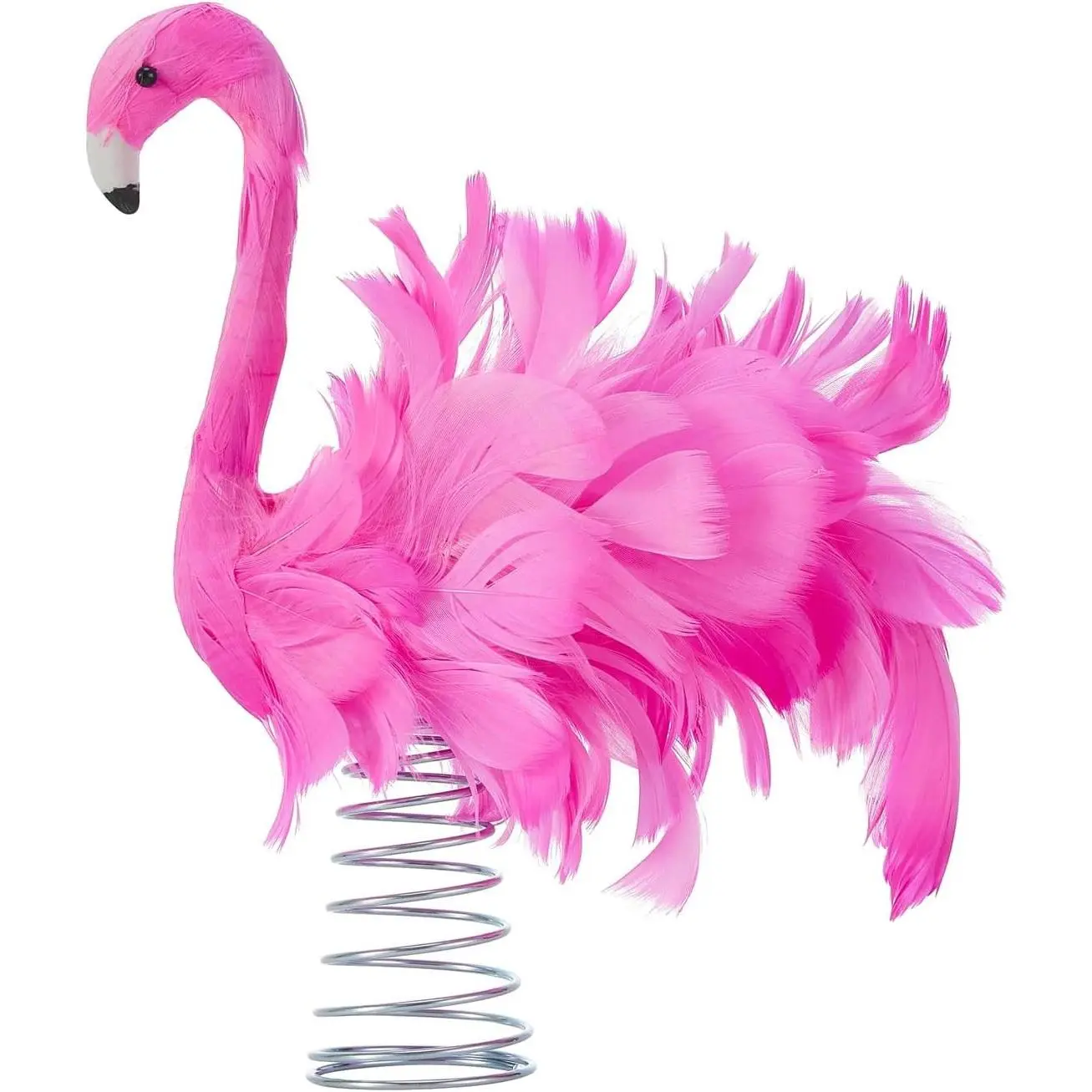 Pink Flamingo Christmas Tree Topper, Flamingo Tree Toppers with Fluffy Artificial Feathers, Christmas Home Holiday Ornament (Pink, 9.8" * 9.1" * 5")