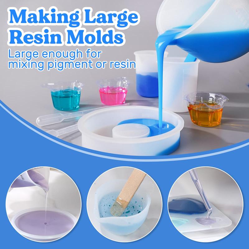 Silicone Measuring Cups, 450ml/600ml Accurate 2 Scales & 100ml Durable Measuring Cups, Epoxy Mixing Cup,Silicone Stirring Sticks, Easy Clean Resin Supplies for Resin Molds, Resin Mixing,Thicker&Non-Stick Resin Mixing Cups,Glitter Tumbler - LET'S RESIN