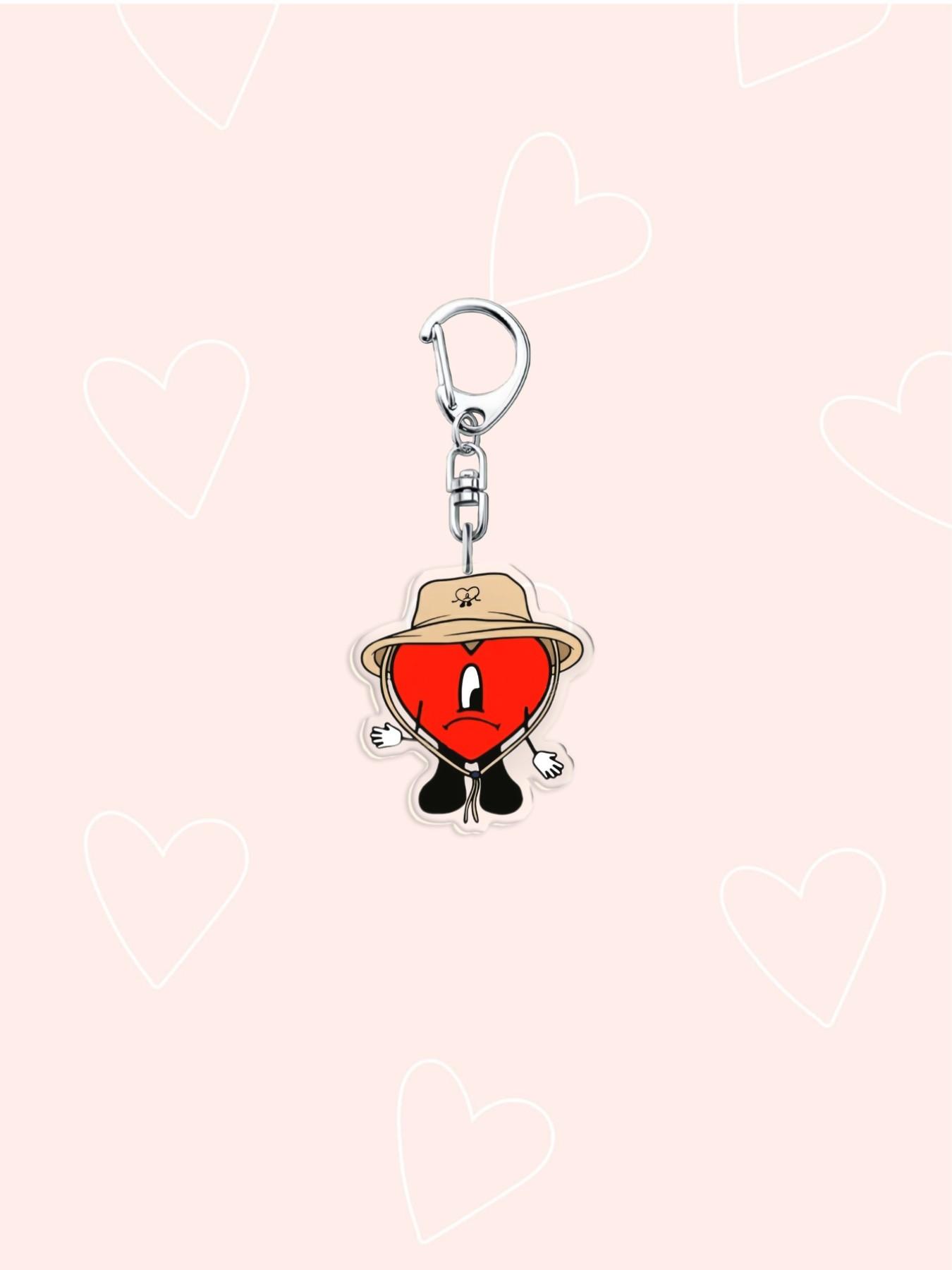 Cosplay Singer Bad Rabbit Red Heart Acrylic Keychain Cute Frogs and Sharks bagcharm Cute phone Pendant Keyrings Jewelry Accessories For Fan Gifts