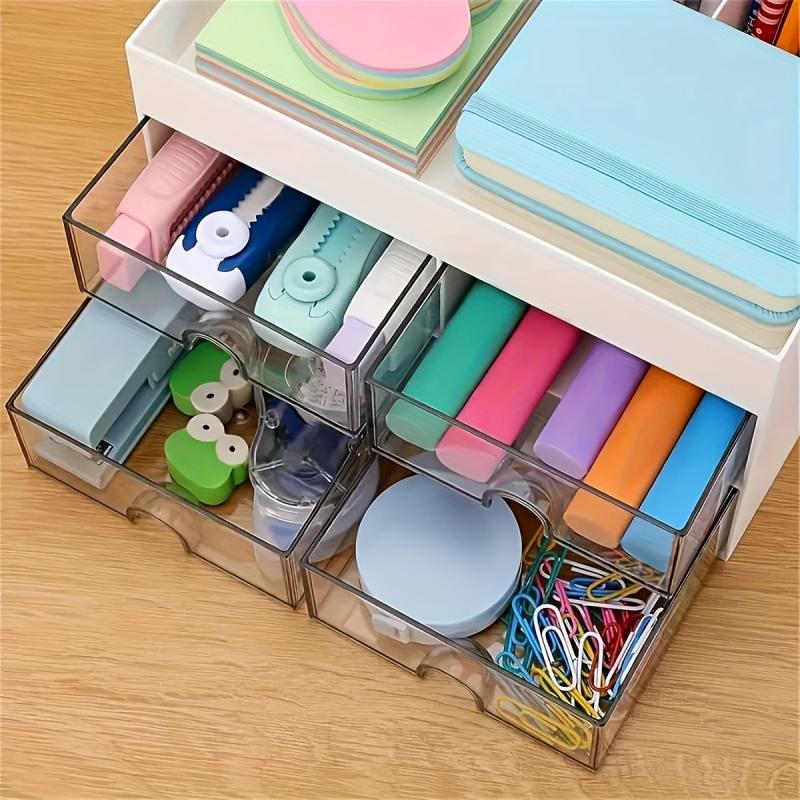 1 Piece Multi-layer Desktop Drawer Storage Box, Classified Storage for Cosmetics, Jewelry, Stationery and Makeup Tools, Space-saving Design Suitable for Vanity, Bathroom and Office, Multi-functional Home Organizer
