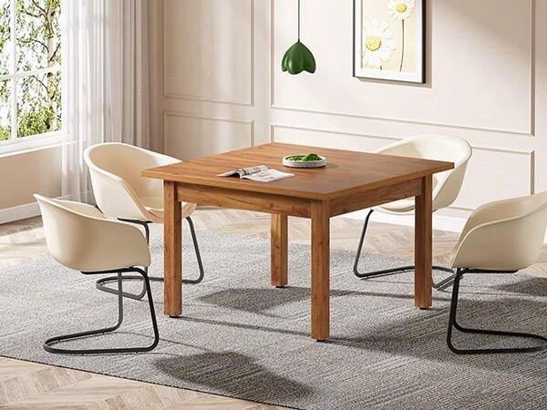 39.4-Inch Square Conference Table 4, Small Wooden Meeting Room Table With Solid Wood Legs And Thicken Tabletop Conference Room Seminar Room Boardroom, Black
