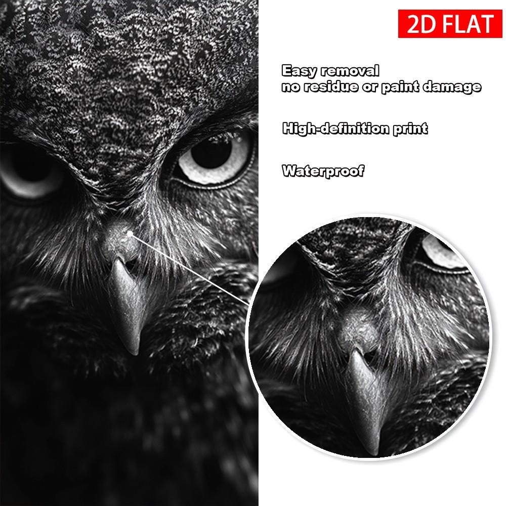 2 Sets Wild Monochrome Owl Car Pillar Stickers, Self-Adhesive PVC, Waterproof Scratch-Resistant, Car Exterior Decor Accessories