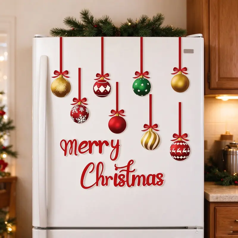 Christmas Fridge Sticker, Holiday Decoration Sticker, Christmas Gift Fridge Magnet, Festive Atmosphere Decorative Sticker