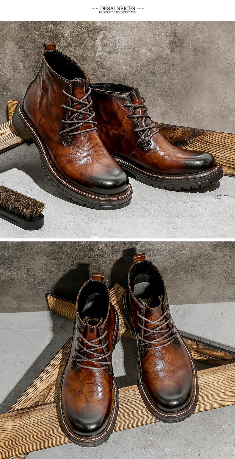 DESAI Leather Ankle Boots Calfskin Men's Classic Soft Handmade lace-up Dress Boot for Motorbike Hiking Walking Footwear Closed Round Toe Winter Fur Shoe Botas Para Hombres DS6319H DESAI Leather Ankle Boots Calfskin Men's Classic Soft Handmade lace-up Dress Boot for Motorbike Hiking Walking Footwear Closed Round Toe Winter Fur Shoe Botas Para Hombres DS6319H