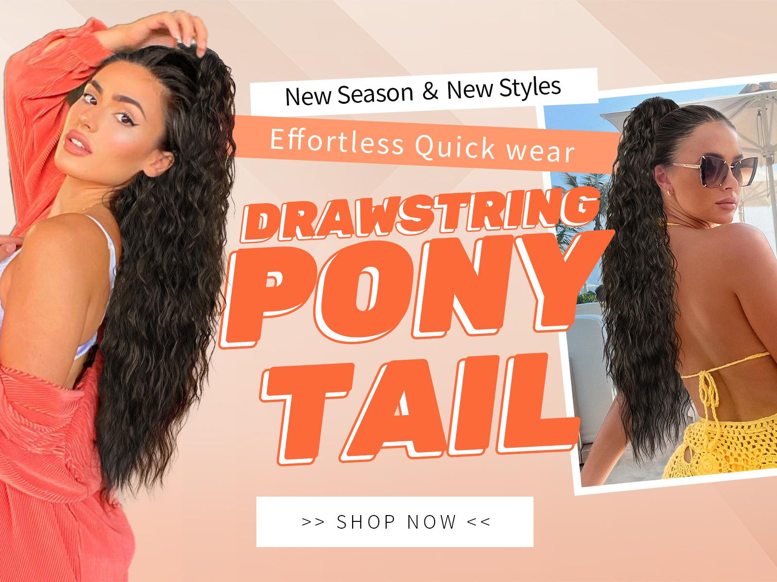 [AISI HAIR]Ponytail Extension 30 Inch Drawstring Ponytail Hair Extensions for Women Long Curly Black Brown Clip in Ponytail Synthetic Hairpieces for Daily Use