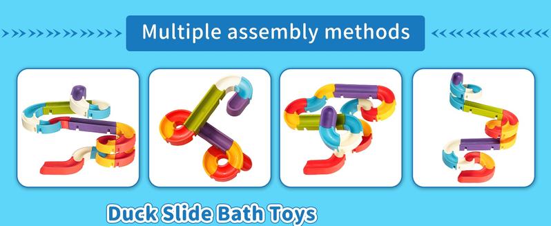 Duck Slide Bath Toys, Wall Track Building Set, Fun DIY Kit Bathtub Time Birthday Gift