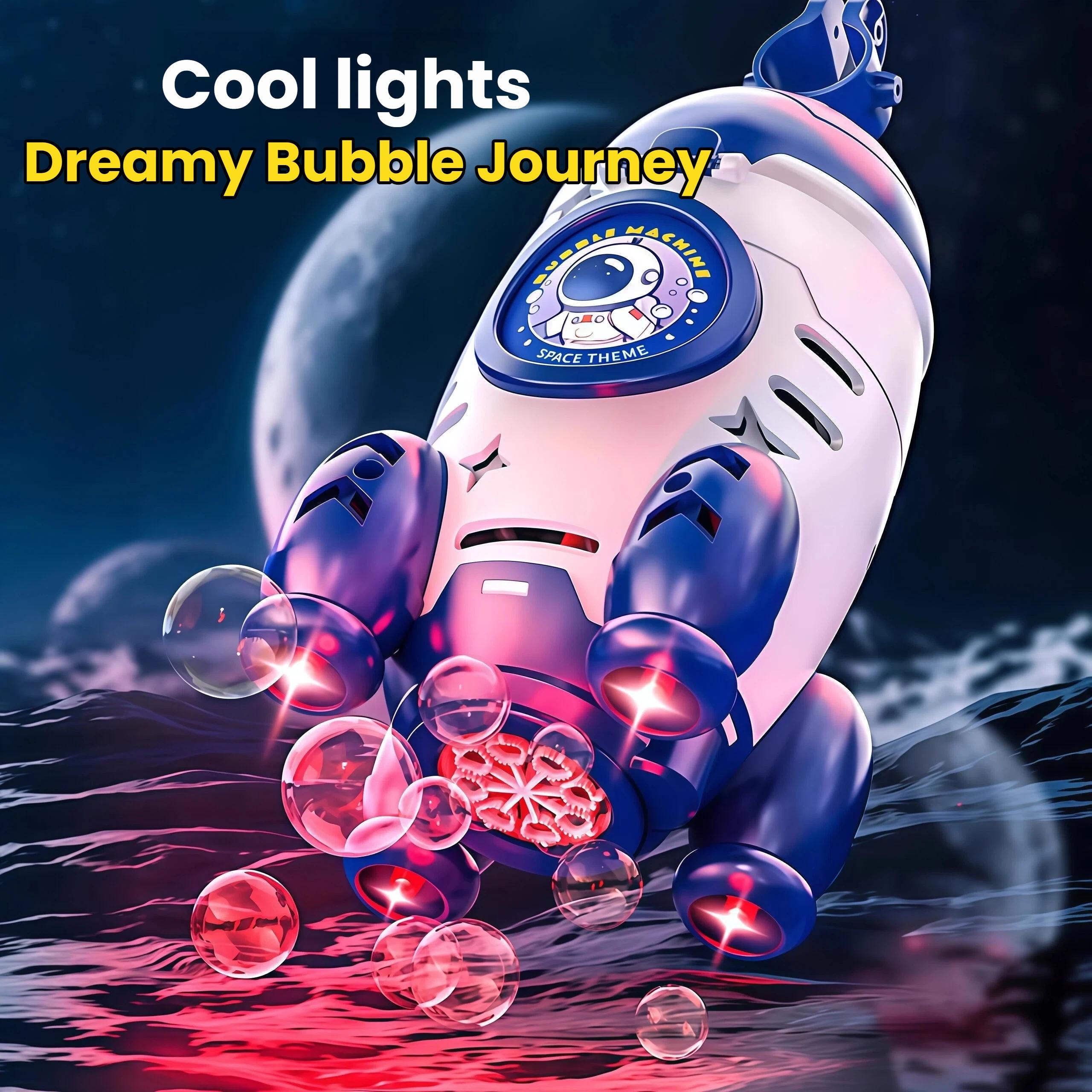 Bicycle Mounted Rocket Bubble Machine, Auto Lights, Super Bubble Output, Fits Bike/Motorcycle, Remote Control Outdoor Bubble Toy for Kids 3-6 & 6-8 Years Old （ Includes 50ML*2 Bubble Solution）