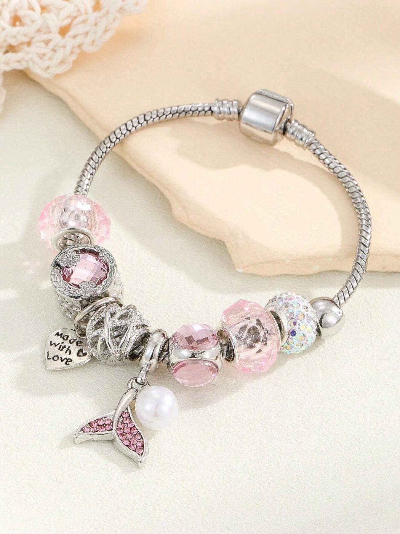 Women's Cute Flower & Rhinestone Fish Tail & Heart Design Bracelet, Fashion Bracelets, Fashion Jewelry for Party, Daily Decor, Trendy All-match & Exquisite Jewelry for Birthday Gift