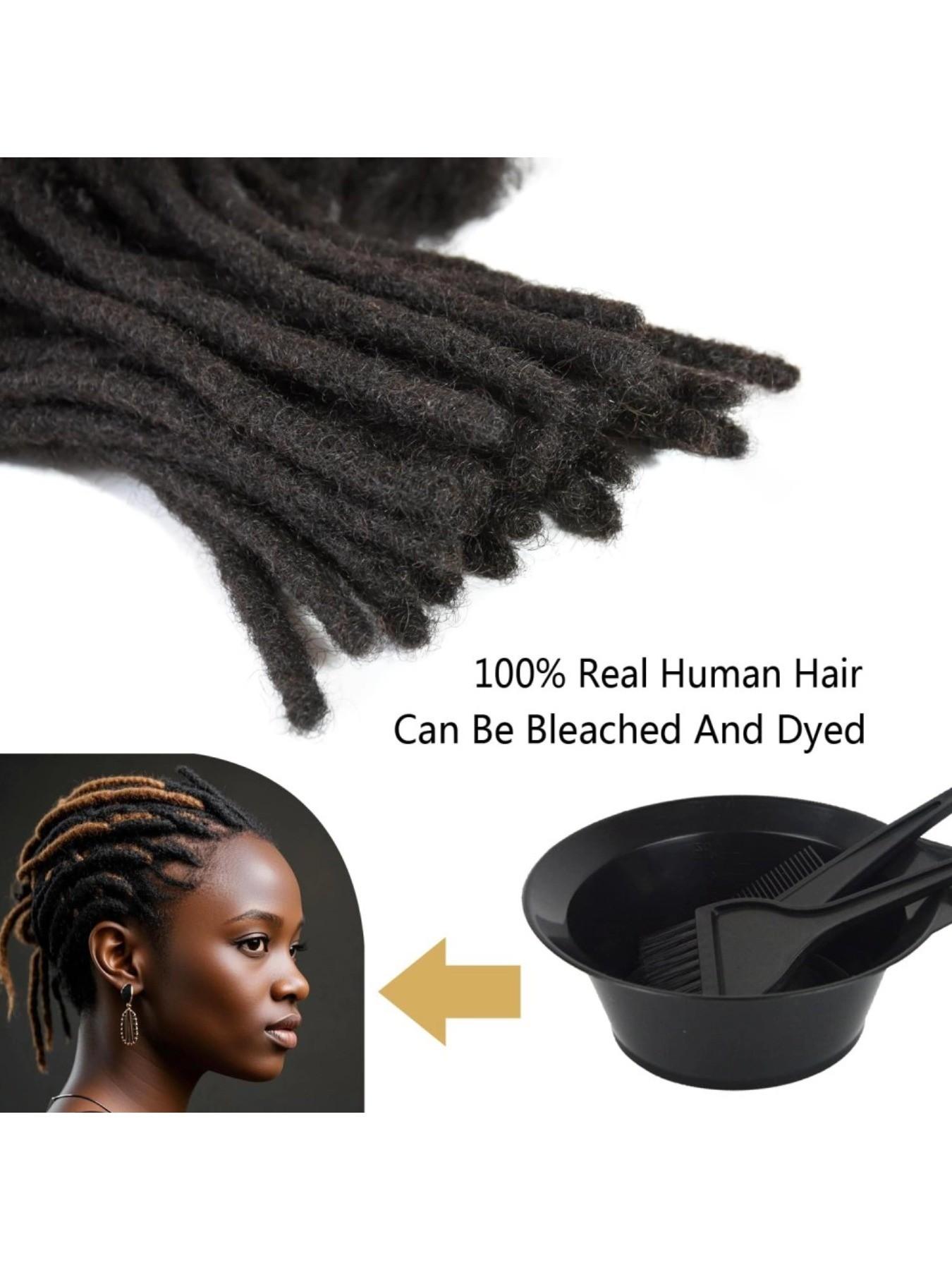 Human Hair Dreadlock Extensions Full Handmade Dreads Extensions Loc Extensions for Women/Men Can Be Dyed Curled Bleached (4-16 Inch 0.6cm 10-100 Strands)