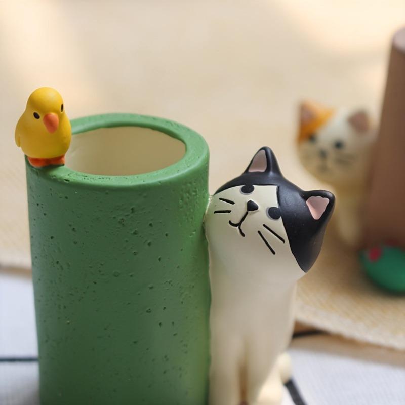 Cute cat pen holder, mini pen holder, creative decoration for study, home decor, office desk decoration, office