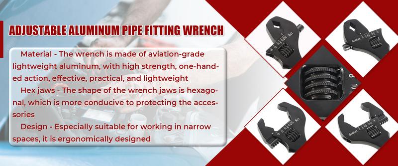 Findmall 3AN-16AN Adjustable An Fitting Wrench Tool Light Aluminum Wrench Tool for Hose End Fitting Adapter Black