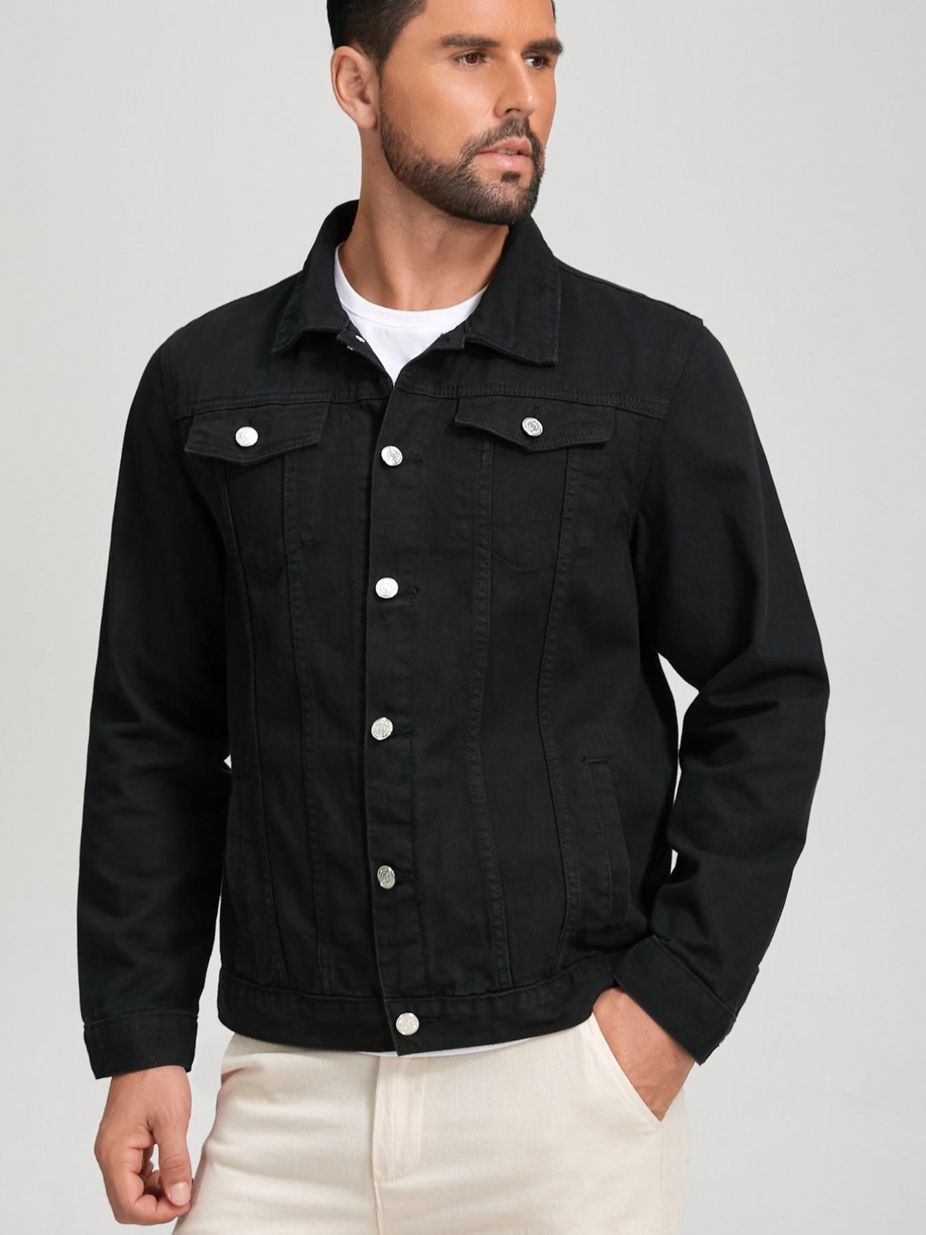 New Spring Autumn Men's Denim Jacket, Notch Lapel Fashion Casual Trendy Workwear, Street Style Leisure Coat Top, Streetwear